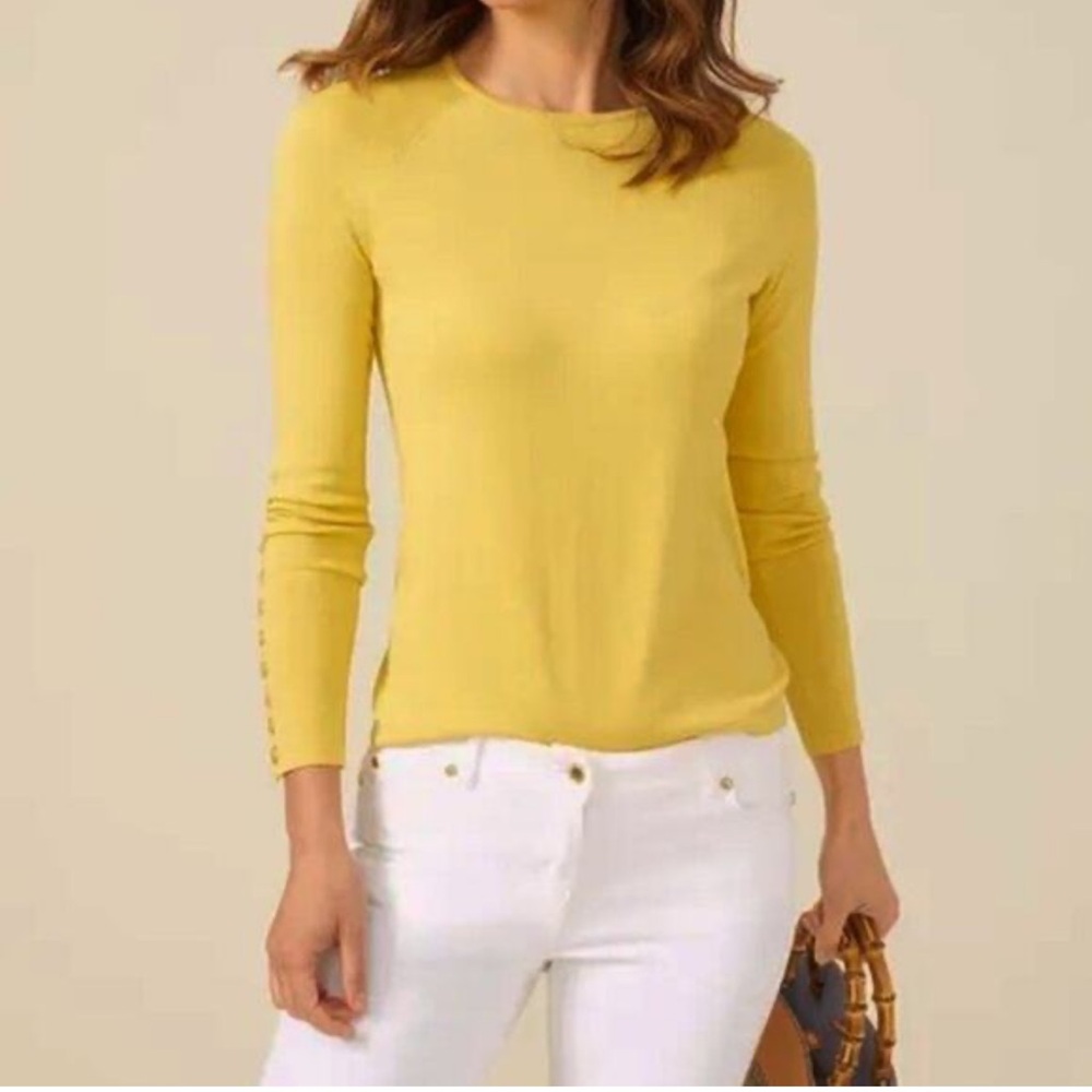 J McLaughlin Jamey Yellow Women's Large Crew‎ Neck Long Sleeve Top - Picture 3 of 7